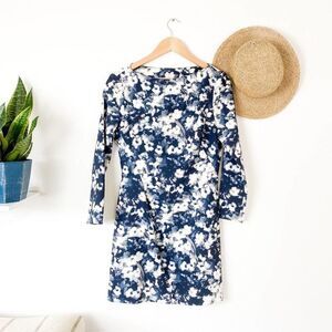 ZARA Woman Blue Floral Long Sleeve Dress